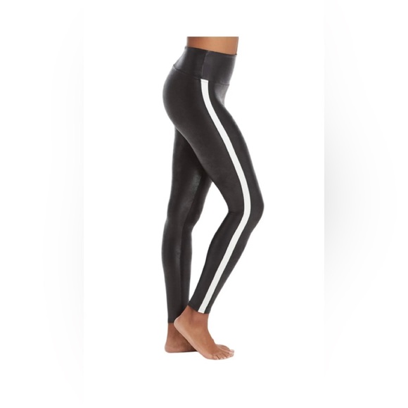 SPANX Pants - SPANX Faux Leather Leggings for Women Tummy Control with Side Stripe
